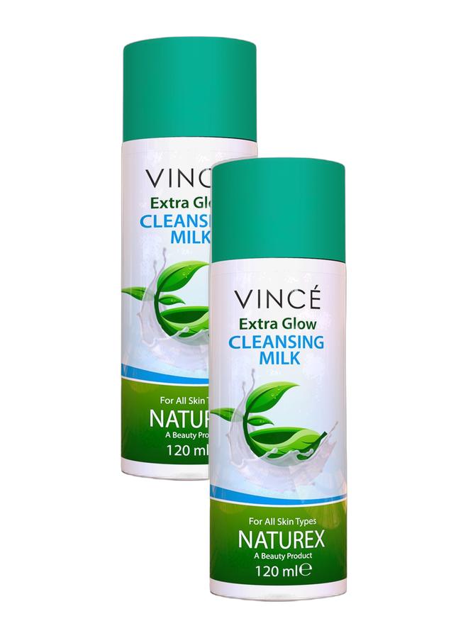 VINCE Extra Glow Cleansing Milk - Deal 2 – Deeply Cleanses, Removes Makeup, Dirt & Impurities – Refines Pores, Balances Moisture & Restores Skin Vitality for Soft, Supple Skin – Paraben-Free, 120ml Each - Image 1